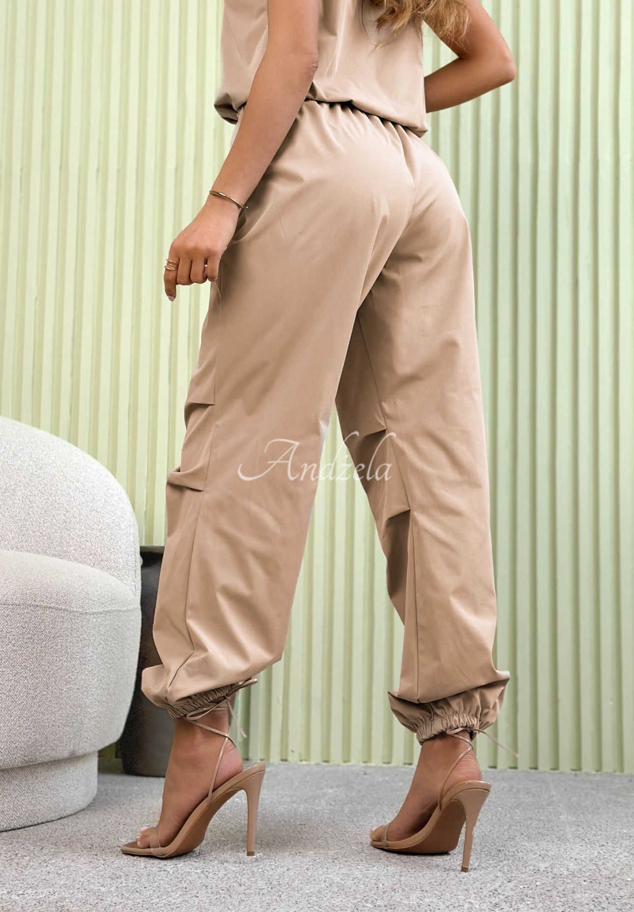 Celeste beige jogger pants with elastic waistband