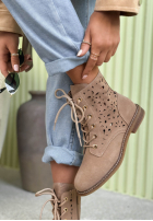 Ażurowe botki z zamszu Martina mokka