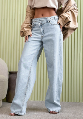 Spodnie jeansowe wide leg Amparo jasnoniebieskie