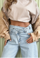 Spodnie jeansowe wide leg Amparo jasnoniebieskie