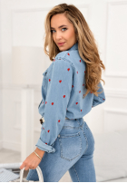 Bawełniana koszula z serduszkami Hold My Heart niebieska