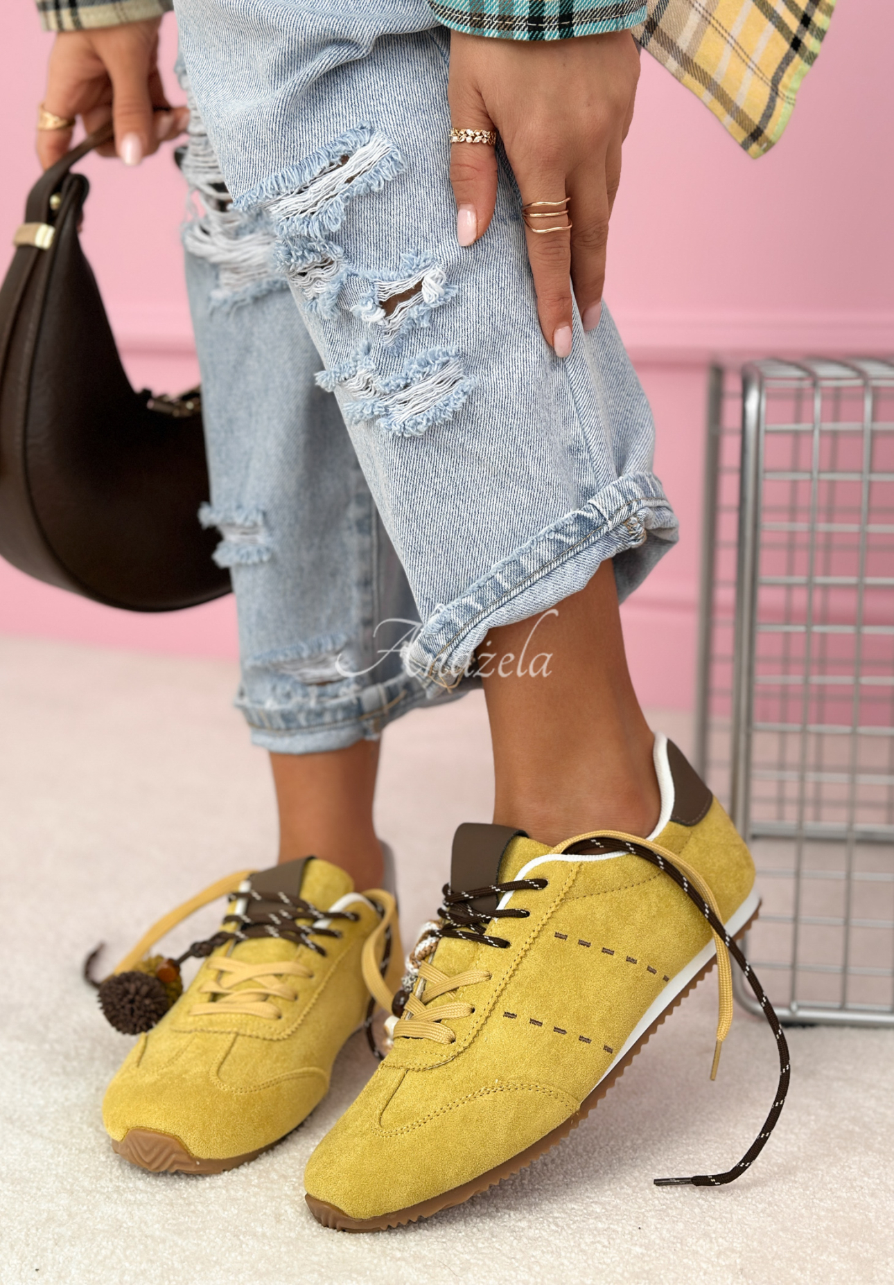 Zamszowe adidasy Emery pistacjowe