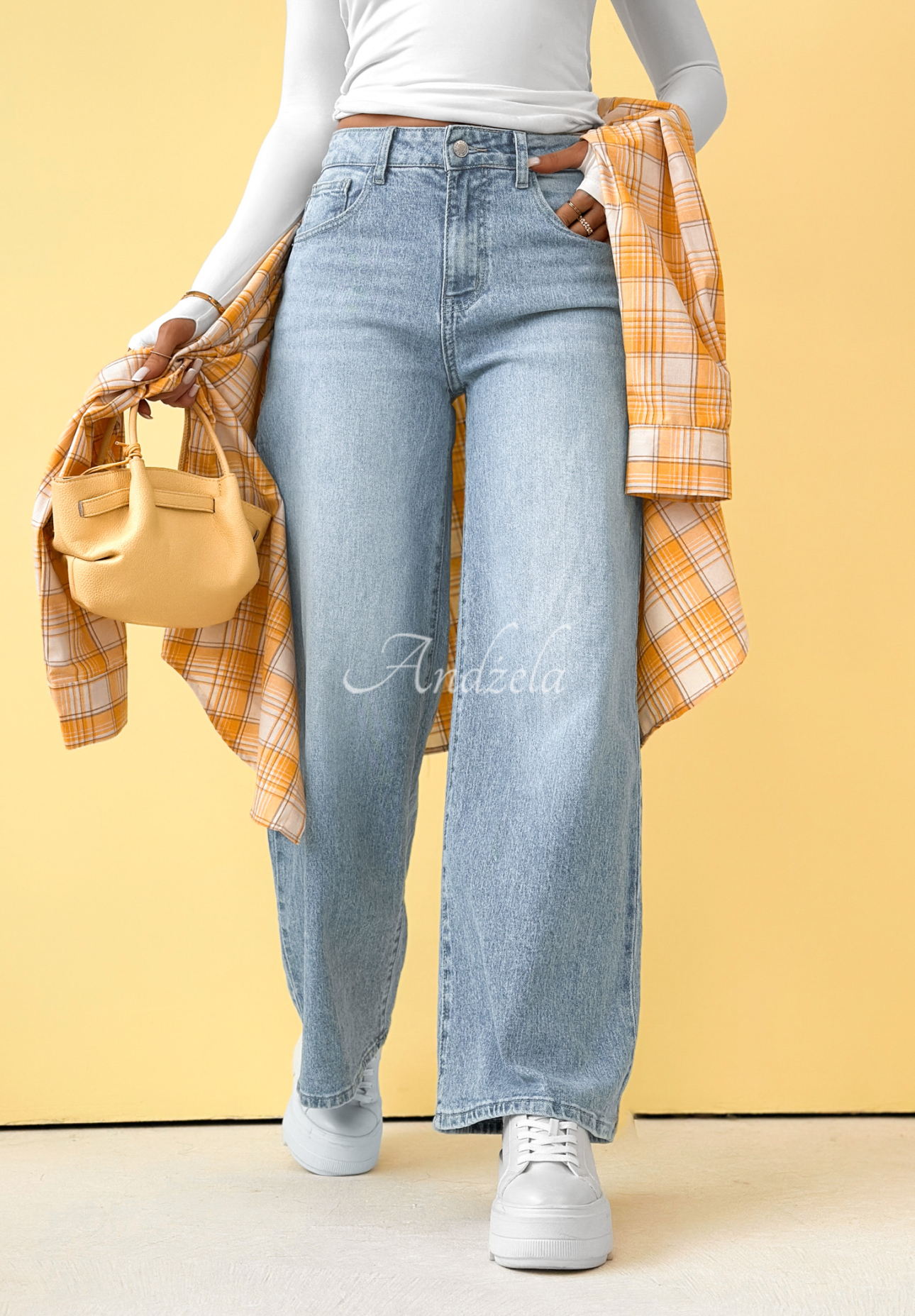 Spodnie jeansowe wide leg Anytime Now niebieskie