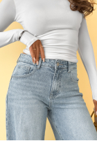 Spodnie jeansowe mom fit Anytime Now niebieskie