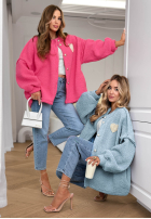 Krótka kurtka sherpa kożuszek April Feels błękitna