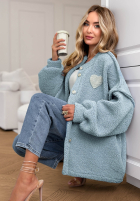 Krótka kurtka sherpa kożuszek April Feels błękitna