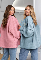 Krótka kurtka sherpa kożuszek April Feels błękitna