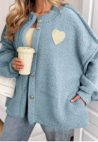 Krótka kurtka sherpa kożuszek April Feels błękitna