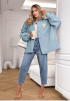 Krótka kurtka sherpa kożuszek April Feels błękitna