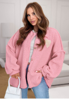 Krótka kurtka sherpa kożuszek April Feels różowa