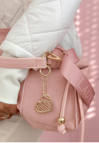 Zamszowa torebka z ozdobnymi przeszyciami Everyday Smile błękitna