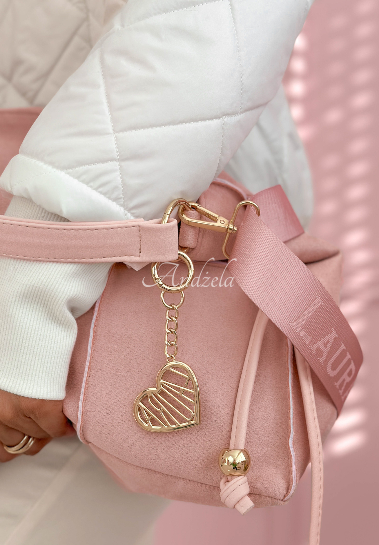 Everyday Smile light pink bag with decorative stitching