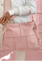 Zamszowa torebka z ozdobnymi przeszyciami Everyday Smile błękitna