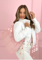 Zamszowa torebka z ozdobnymi przeszyciami Everyday Smile błękitna