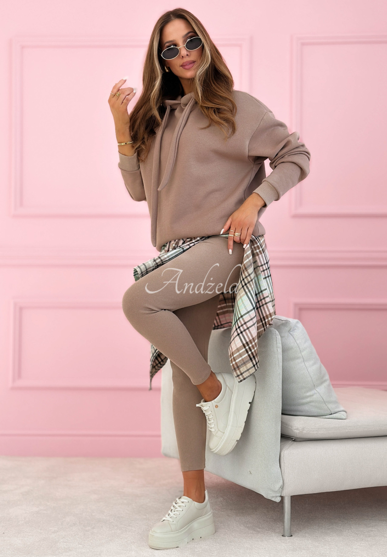 Cotton tracksuit set with hoodie and leggings Hot Duo mocha