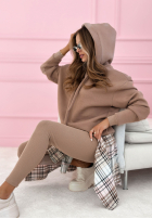 Komplet dresowy bluza z kapturem i legginsy Hot Duo beżowy