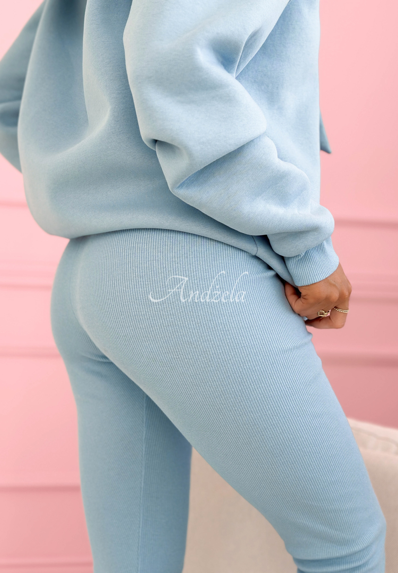 Cotton tracksuit set with hoodie and leggings Hot Duo light blue