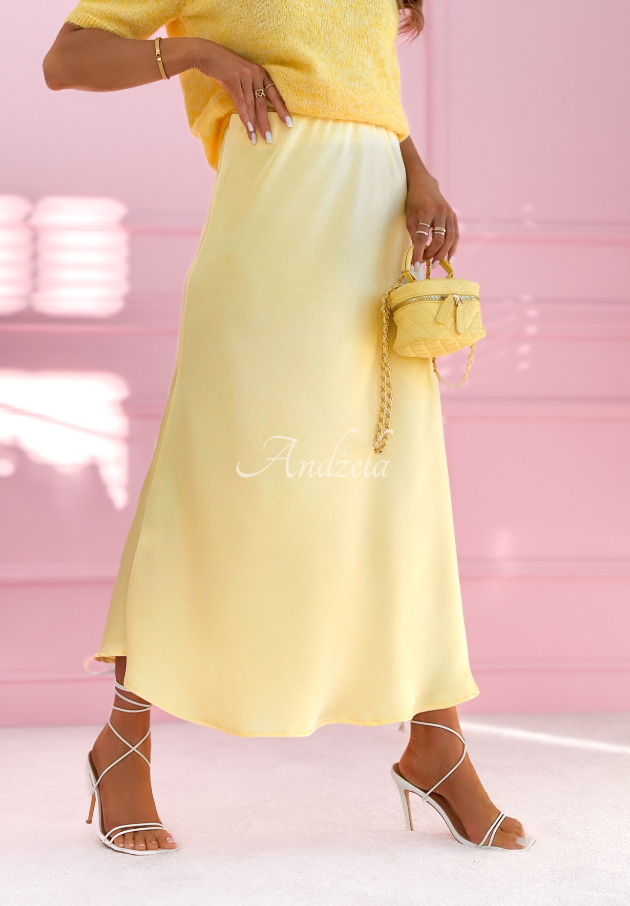 Sabina satin skirt, yellow