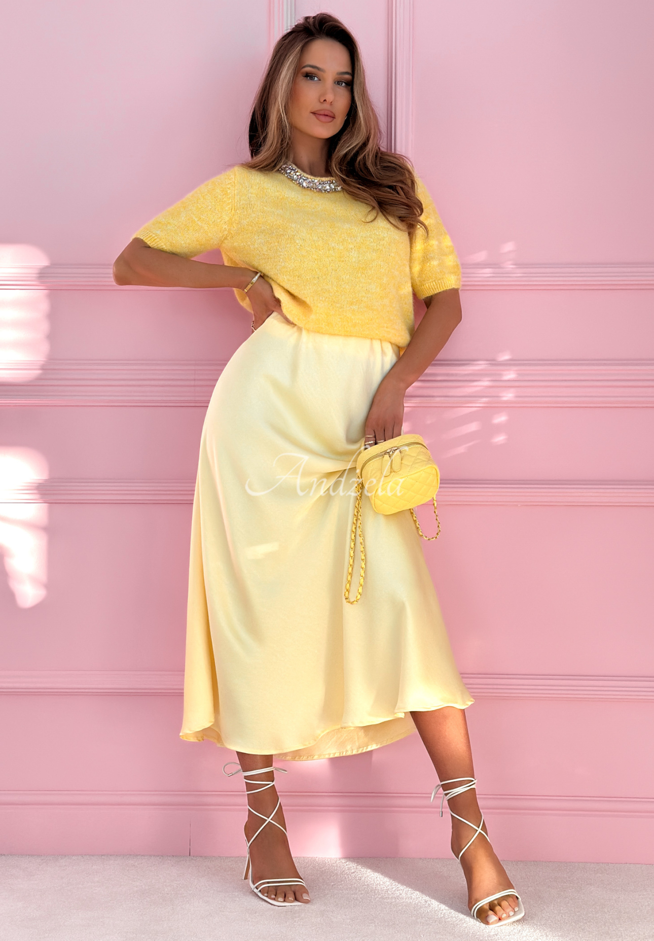 Sabina satin skirt, yellow