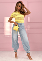 Koronkowa bluzka z krótkimi rękawami Secret Reverie błękitna