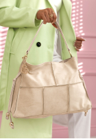 Zamszowa torebka z ozdobnymi przeszyciami Everyday Smile błękitna