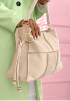 Zamszowa torebka z ozdobnymi przeszyciami Everyday Smile błękitna