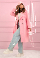 Długi płaszcz z kołnierzem We Both Know różowy