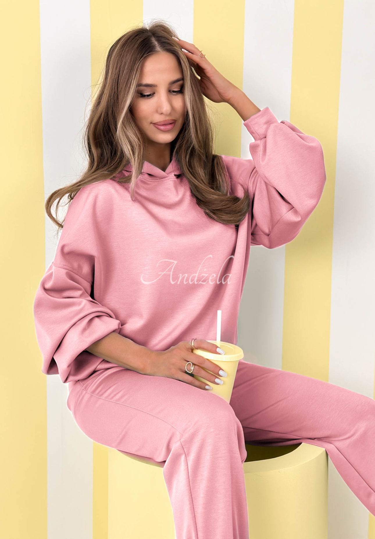 Viscose tracksuit set, butter, Remember About You, powder pink