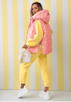 Pikowana kamizelka z kapturem Spring Touch biała