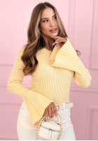 Prążkowana bluzka z szerokimi rękawami Sunny Primrose żółta
