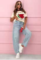 Sweter z naszywką na krótki rękaw Juicy Watermelon ecru