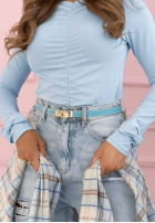 Cienki zamszowy pasek Delicate Accents czekoladowy