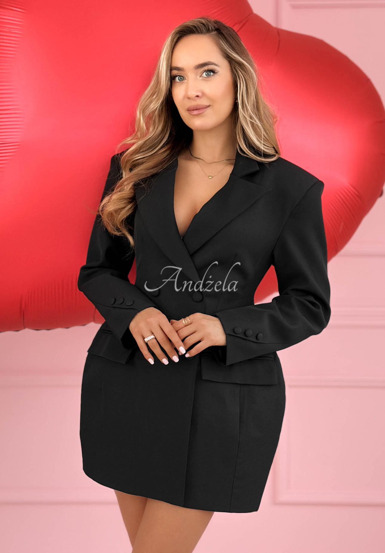 Evangeline black cotton mini jacket dress