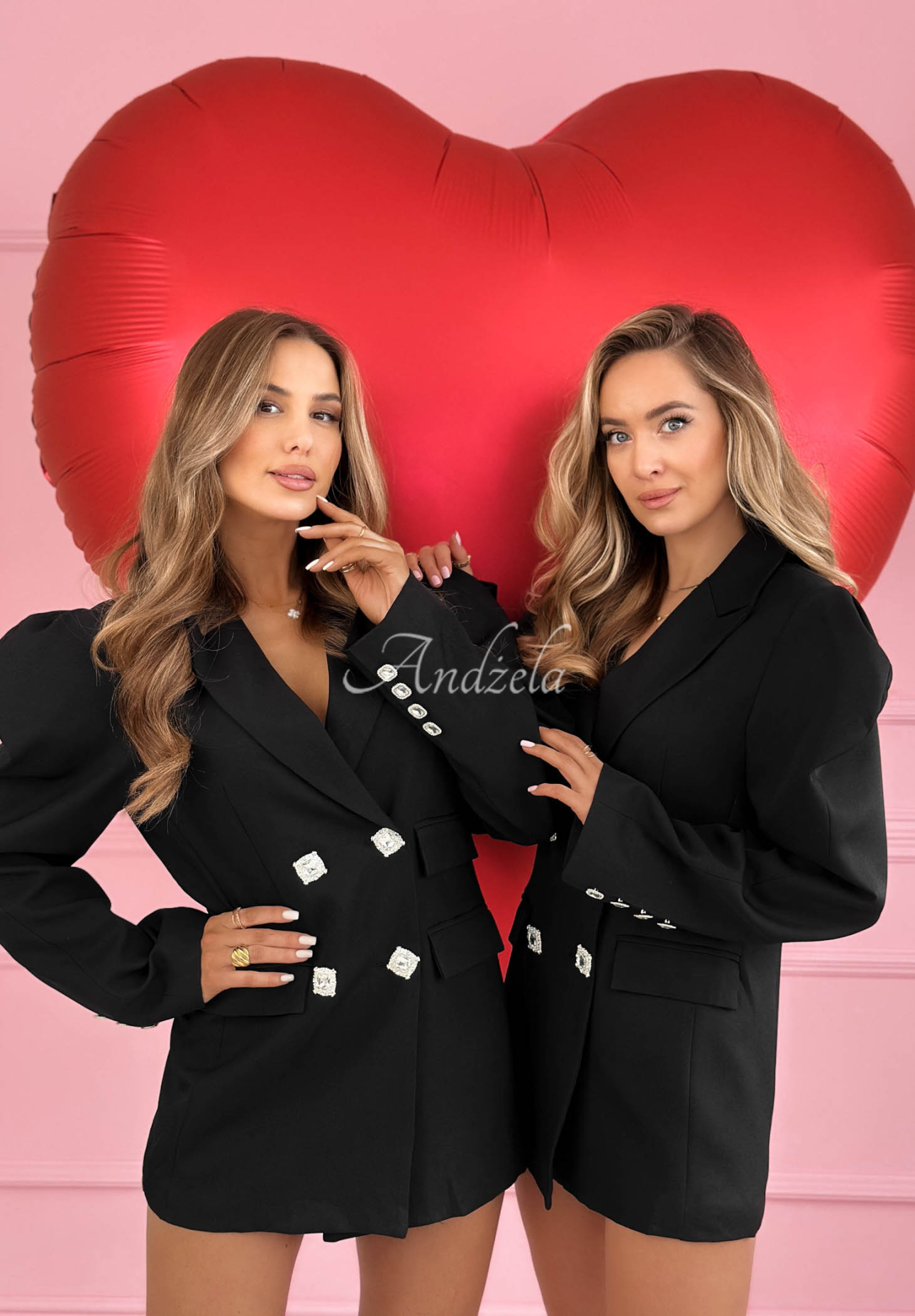 Blazer dress with puffed sleeves and Avenelle cotton, black