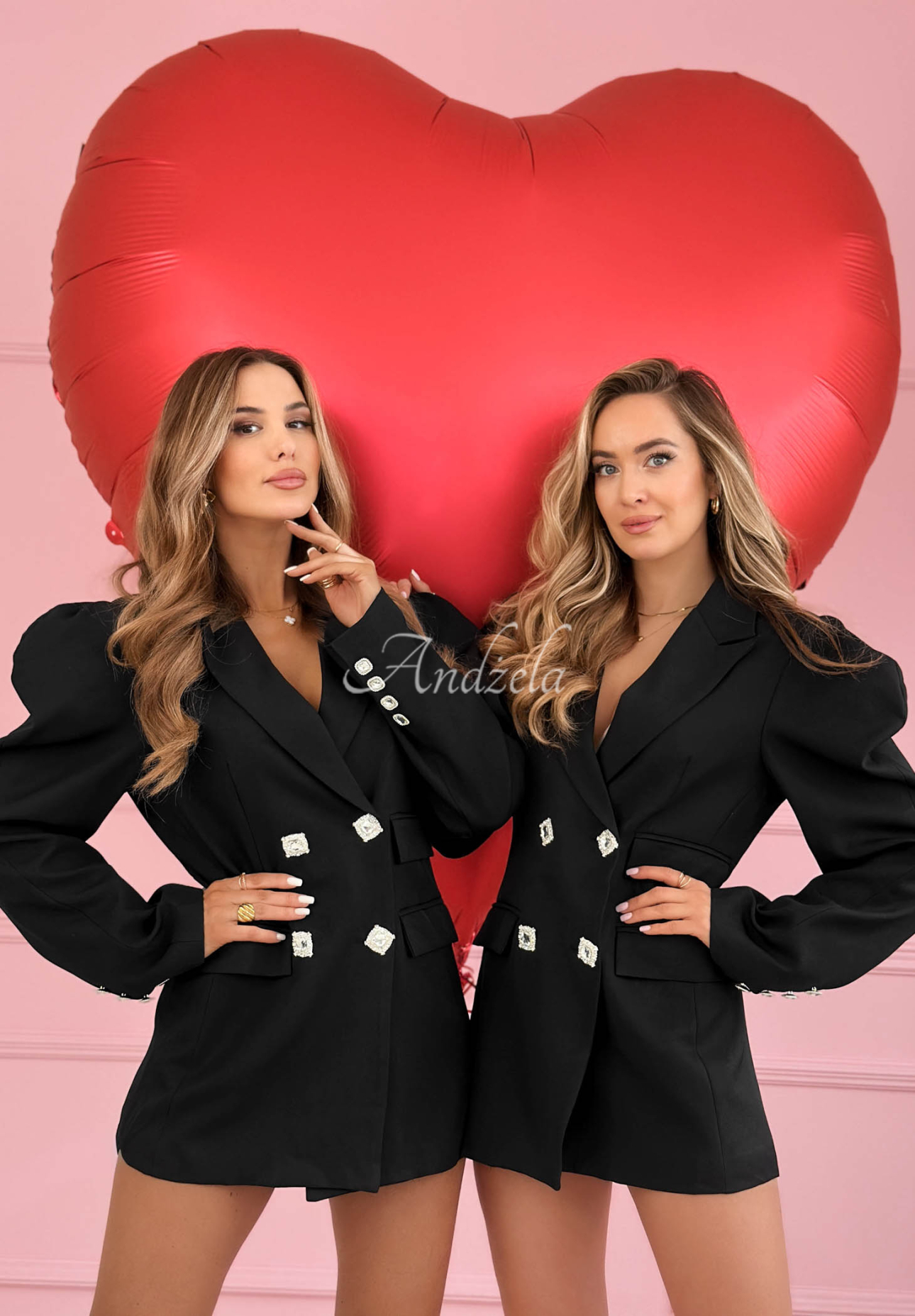 Sukienka marynarka z bufiastymi rękawami i bawełną Avenelle czarna