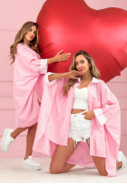 Asymetryczna koszula oversize w kratę Alexandra różowa