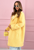 Długi płaszcz kożuszek z kołnierzem Create The Impossible pudrowy róż