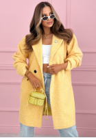 Długi płaszcz kożuszek z kołnierzem Create The Impossible pudrowy róż