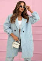 Długi płaszcz kożuszek z kołnierzem Create The Impossible pudrowy róż