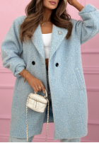 Długi płaszcz kożuszek z kołnierzem Create The Impossible pudrowy róż