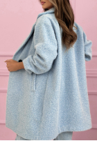 Długi płaszcz kożuszek z kołnierzem Create The Impossible pudrowy róż