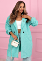 Długi płaszcz kożuszek z kołnierzem Create The Impossible pudrowy róż