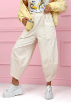 Materiałowe spodnie z kieszeniami i ściągaczami Only Sunny Days żółte