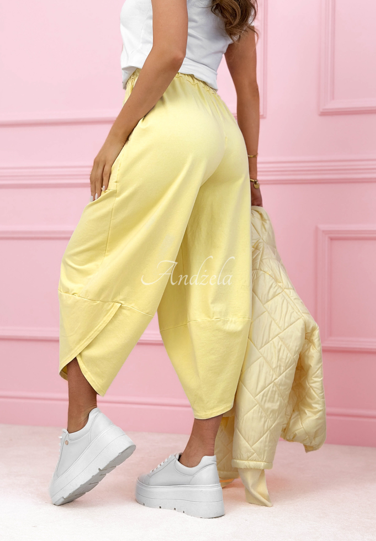 Only Sunny Days yellow cotton balloon pants with pockets