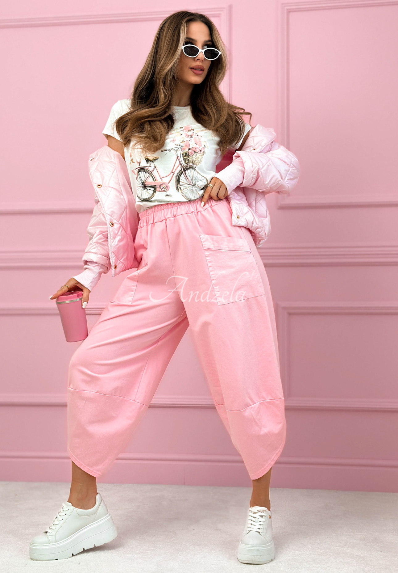 Cotton balloon pants with pockets Only Sunny Days pink