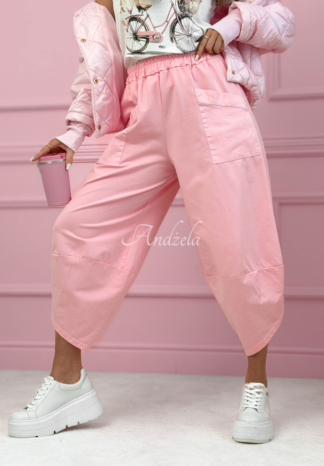 Cotton balloon pants with pockets Only Sunny Days pink