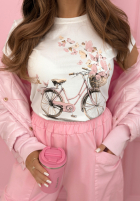 T-shirt z nadrukiem Butterflies Dreams biało-żółty