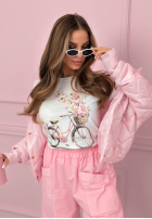 T-shirt z nadrukiem Butterflies Dreams biało-żółty