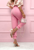 Materiałowe spodnie joggery z paskiem I Chose It czarne