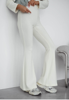 Bawełniany komplet dresowy bluza i spodnie dzwony Nicole ecru